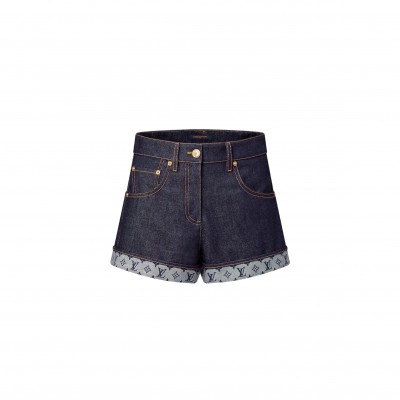 LOUIS VUITTON CUFFED HEM DENIM MINI SHORTS 1AI160